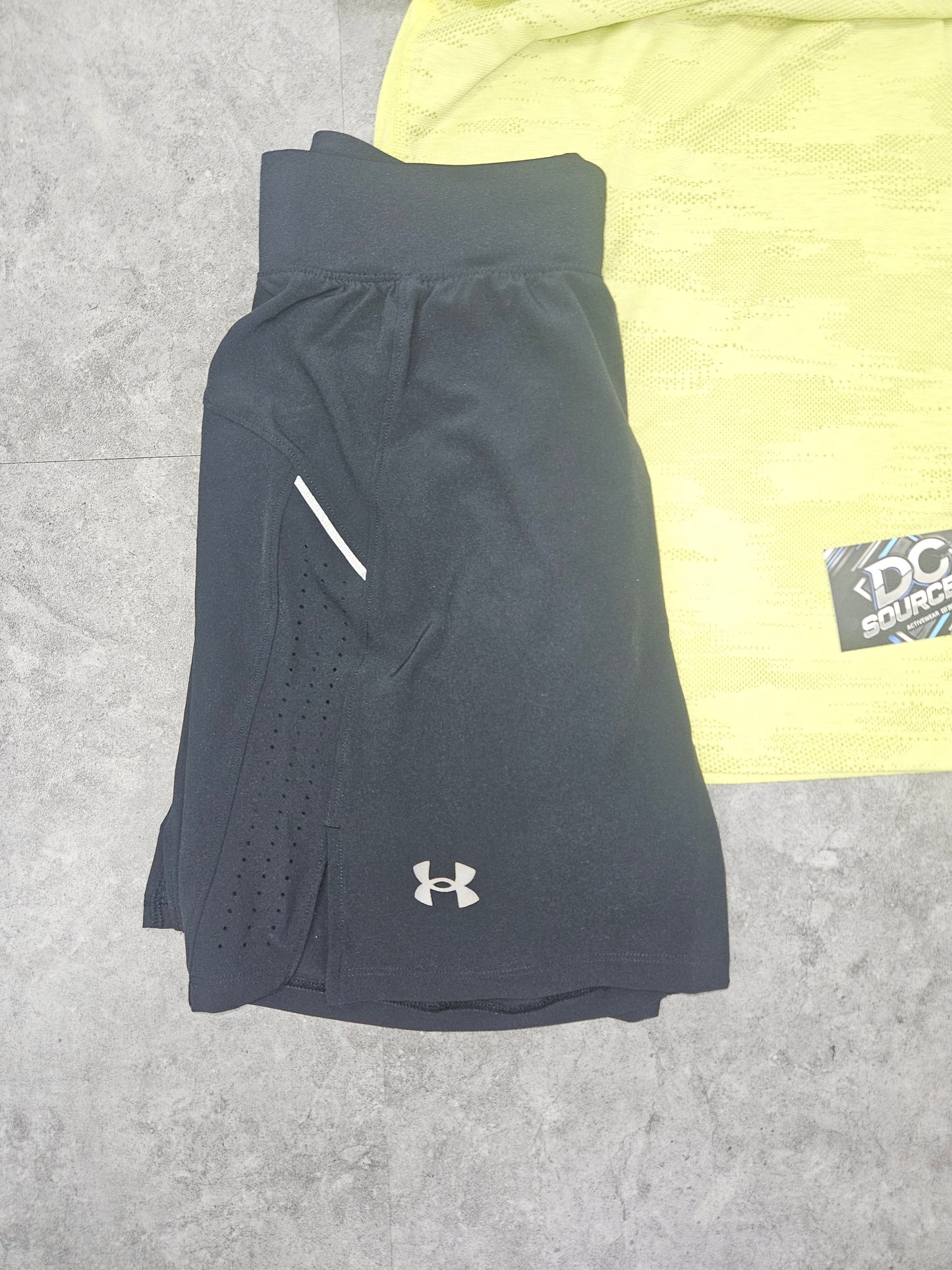 Under armour yellow tee and short set