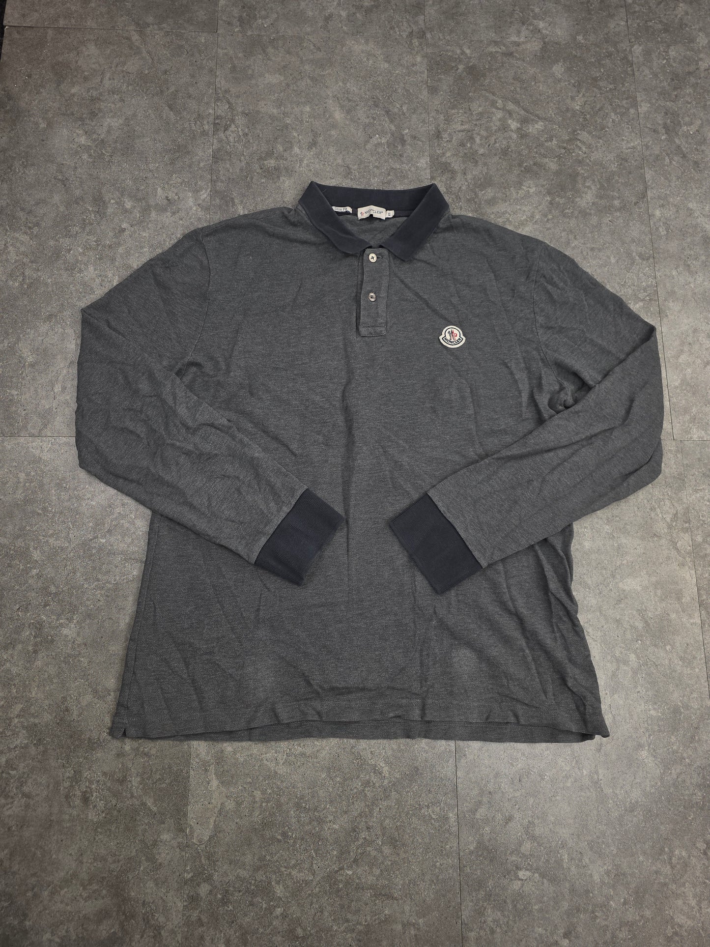 Moncler grey long sleeve polo