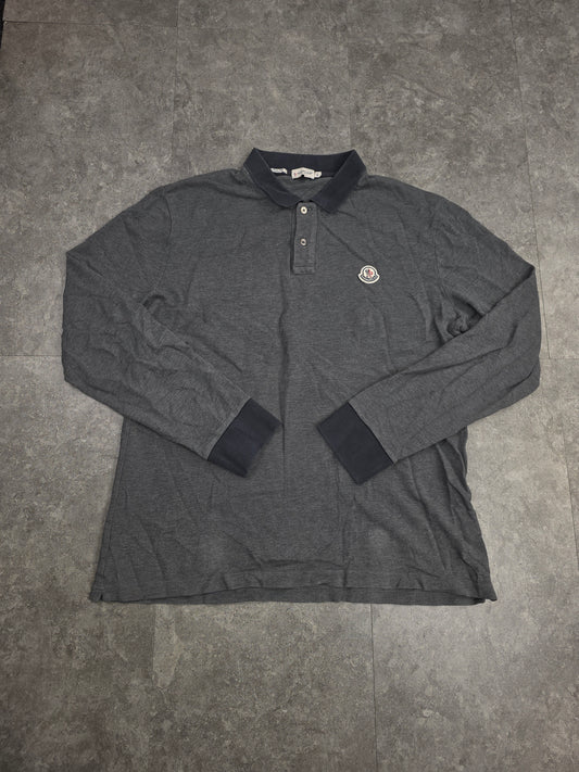 Moncler grey long sleeve polo