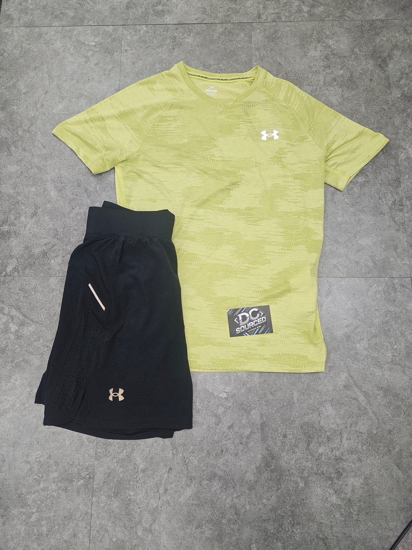 Under armour yellow tee and short set