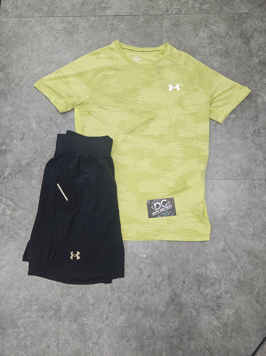 Under armour yellow tee and short set